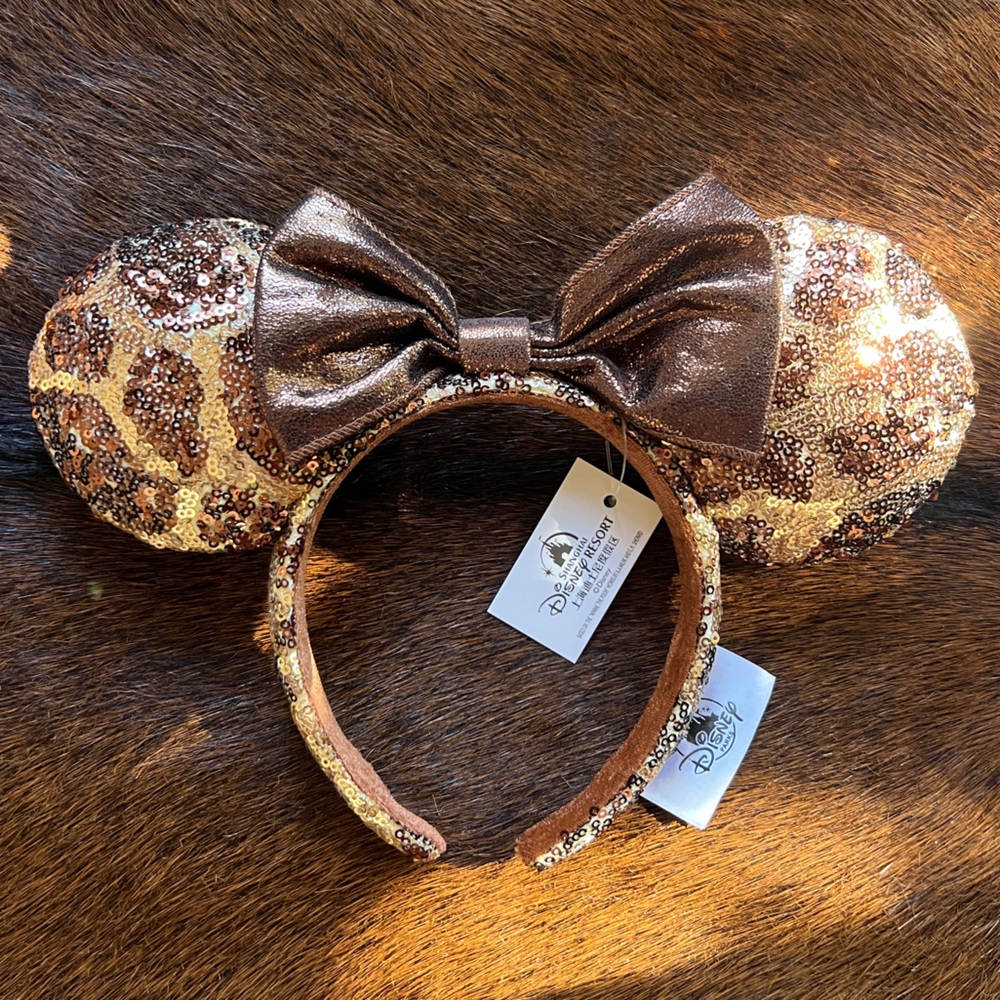 NWT Disney Shanghai Brown and Gold Sequin Ears